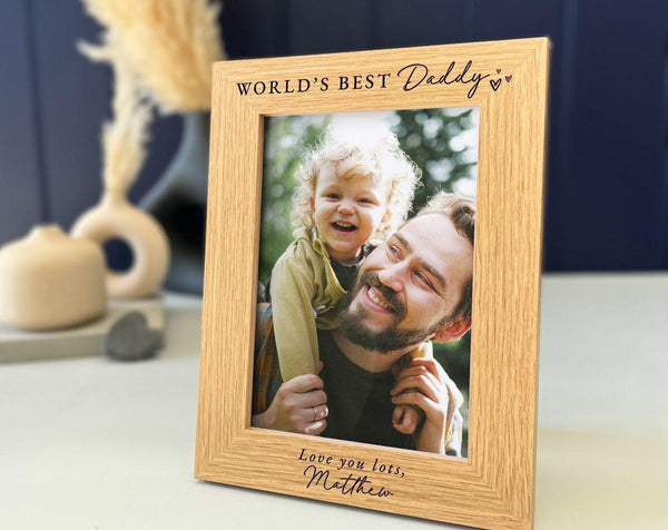 'World's Best Daddy' Engraved Wooden Photo Frame